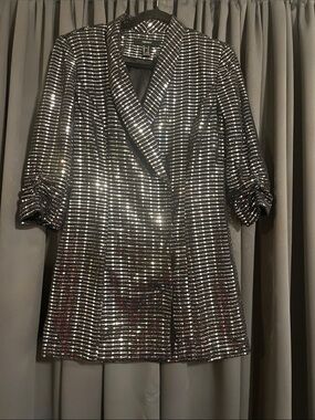 Forever 21 Black Blazer with Silver Sequin Stripes